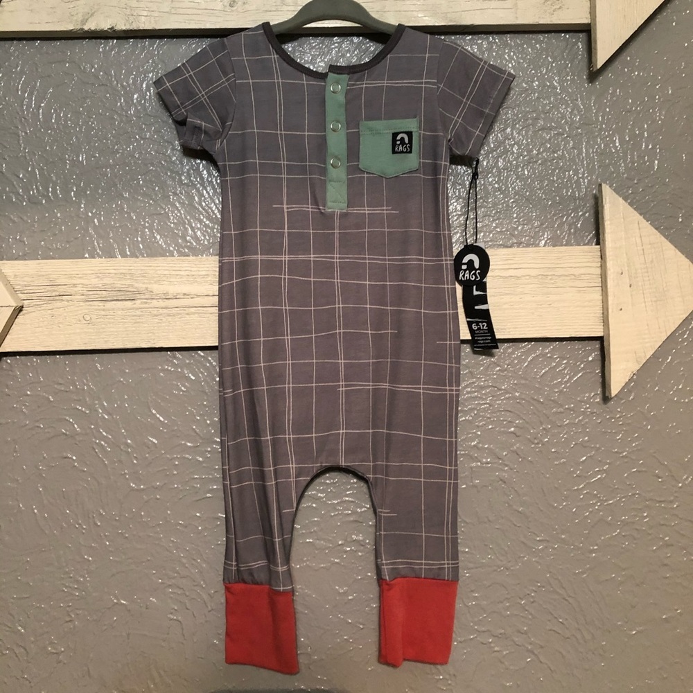 RAGS: Grid Henley - 6/12m